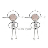 Rose Quartz Spaceman Pendant Silver Plated Soldered Jewelry
