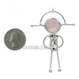 Rose Quartz Spaceman Pendant Silver Plated Soldered Jewelry