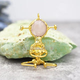 Rose Quartz Crystal Spaceman Pendant Plated Jewelry