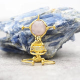 Rose Quartz Crystal Spaceman Pendant Plated Jewelry