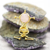 Rose Quartz Crystal Spaceman Pendant Plated Jewelry