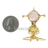 Rose Quartz Crystal Spaceman Pendant Plated Jewelry