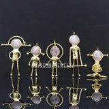 Crystal Rose Quartz Stone Pendant Jewelry Plated Spaceman Pendant