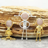 Crystal Rose Quartz Stone Pendant Jewelry Plated Spaceman Pendant