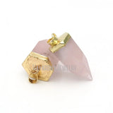 Rose Quartz Crystal Pendant Hexagonal Prisms Point Pendant