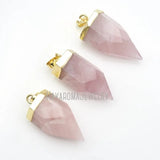 Rose Quartz Crystal Pendant Hexagonal Prisms Point Pendant