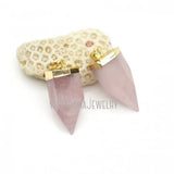 Rose Quartz Crystal Pendant Hexagonal Prisms Point Pendant