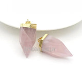 Rose Quartz Crystal Pendant Hexagonal Prisms Point Pendant