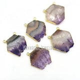 Amethyst Cluster Pendant Hexagon Plated Druzy Crystal Pendant