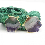 Amethyst Cluster Pendant Hexagon Plated Druzy Crystal Pendant
