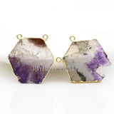 Amethyst Cluster Pendant Hexagon Plated Druzy Crystal Pendant