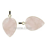 Rose Quartz Stone Pendant Crystal Teardrop Plated Necklace Jewelry