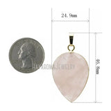Rose Quartz Stone Pendant Crystal Teardrop Plated Necklace Jewelry