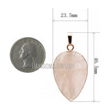 Rose Plated Teardrop Pendant Rose Quartz Crystal