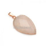 Rose Plated Teardrop Pendant Rose Quartz Crystal
