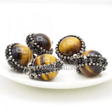 Antique Tiger Ball Soldered Pendant Antique Silver Plated Tiger Eye Stone