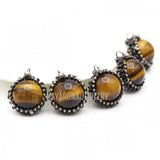 Antique Tiger Ball Soldered Pendant Antique Silver Plated Tiger Eye Stone