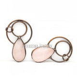 Rose Pendant Quartz Crystal Antique Bronze Plated Soldered Teardrop Pendant