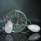 Rose Pendant Quartz Crystal Antique Bronze Plated Soldered Teardrop Pendant