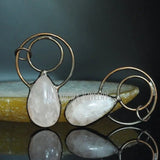 Rose Pendant Quartz Crystal Antique Bronze Plated Soldered Teardrop Pendant