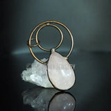 Rose Pendant Quartz Crystal Antique Bronze Plated Soldered Teardrop Pendant