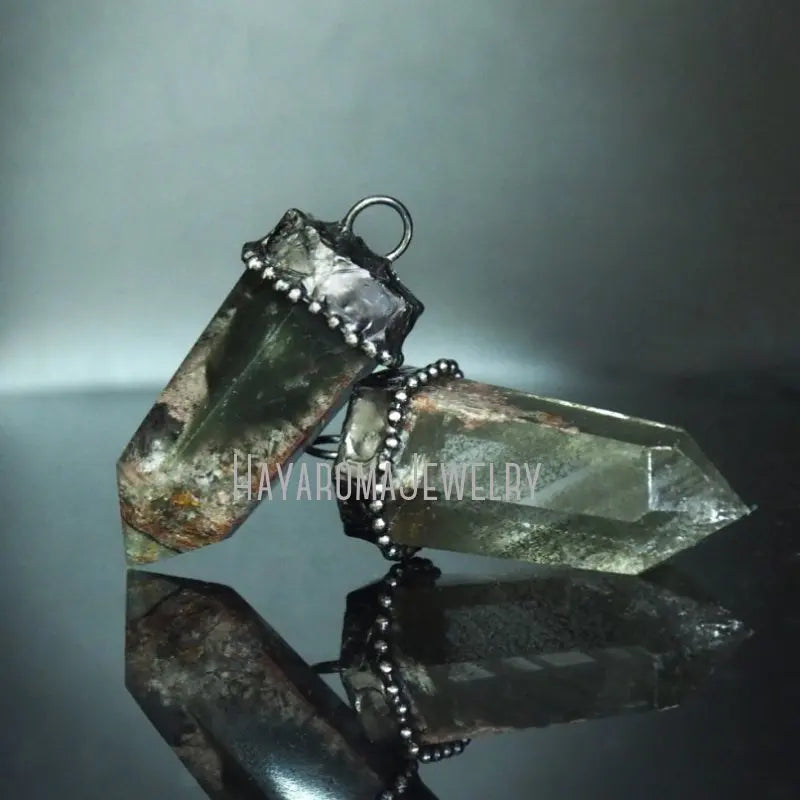 Antique Silver Crystal Point Pendant