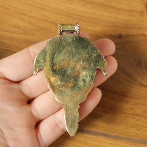 Tibetan Jewelry Brass Colorful Stone Flower Pendant Necklace Nepal