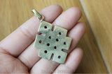 Tibetan Brass Red Stone Lucky Knot Amulet Pendants