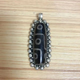 Ethnic Tibetan Silver Dzi Bead Pendant Necklace Nepal Jewelry