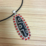 Ethnic Tibetan Silver Dzi Bead Pendant Necklace Nepal Jewelry