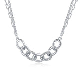 PN11 Double Layer Silver Butterfly Necklaces for Women