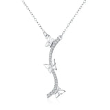 PN11 Double Layer Silver Butterfly Necklaces for Women