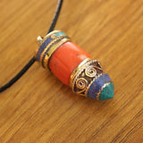 Tribal Tibetan Amulet Nepal Brass Bullet Pendant Necklace