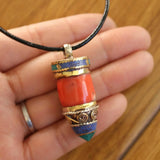 Tribal Tibetan Amulet Nepal Brass Bullet Pendant Necklace