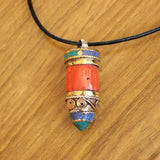 Tribal Tibetan Amulet Nepal Brass Bullet Pendant Necklace