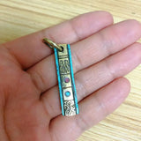 Tibetan Copper Lucky Signs Stone Double Side Pendant 38mm Long