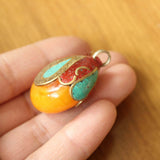 Ethnic Tibetan Flower Pendant Brass Resin Nepal Charm