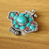 Tibetan Silver Turquoise Stone Prayer Box Gau Pendant