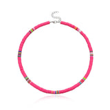 Bohemian 6mm Polymer Clay Necklace Soft Pottery Choker Colorful