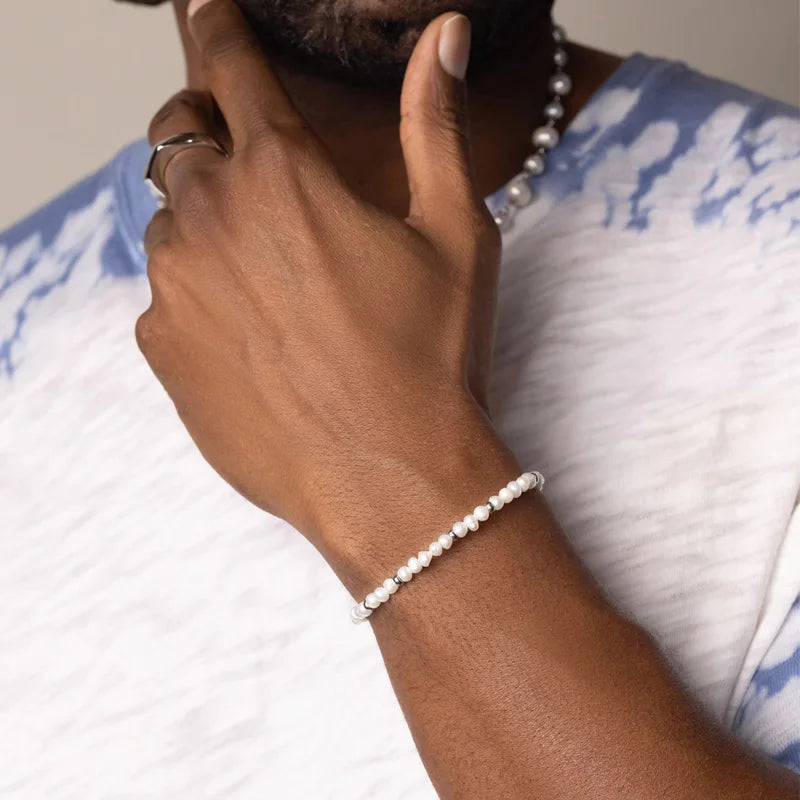 POHIER Freshwater Pearl Bracelet Man Woman Stainless Steel Clasp Jewelry