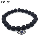 Evil Eye Charm Bracelet Men Agates Beads Men Jewelry