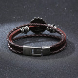 Poker Brown Leather Cuff Bracelet Men's Multilayer Wrap Wristband