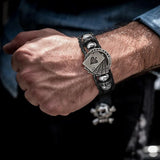 Poker Brown Leather Cuff Bracelet Men's Multilayer Wrap Wristband