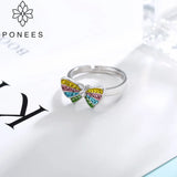 Colorful Crystal Butterfly Rings For Party Gift