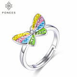 Colorful Crystal Butterfly Rings For Party Gift