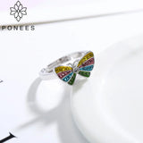 Colorful Crystal Butterfly Rings For Party Gift