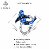 Rhodium Dolphin Ring with Austrian Crystals