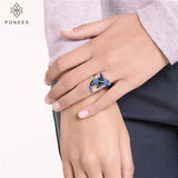 Rhodium Dolphin Ring with Austrian Crystals