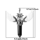 Natural Stone Angel Wings Pendant Necklace Vintage Jewelry