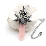 Natural Stone Angel Wings Pendant Necklace Vintage Jewelry